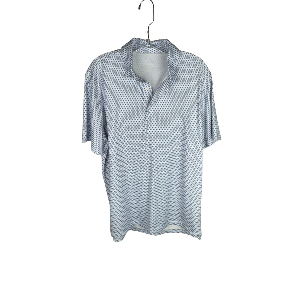 Vineyard Vines OTG Palmero Polo Mens Medium Blue White Performance Golf Shirt